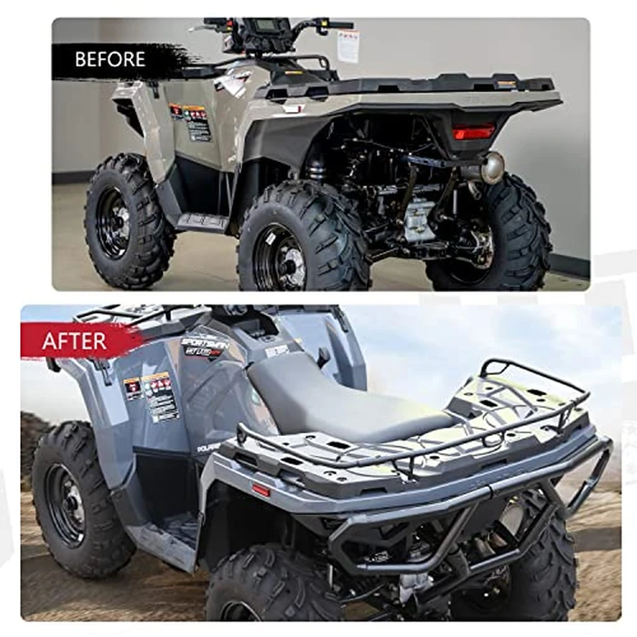 A & UTV PRO Rear Rack Extender for Polaris Sportsman 570 450 H.O. 2021 2022 2023 2024, Heavy Duty Steel ATV Back Luggage Rack Extender Accessories, Replace OEM #2884841, Black by A & UTV PRO - Image 6