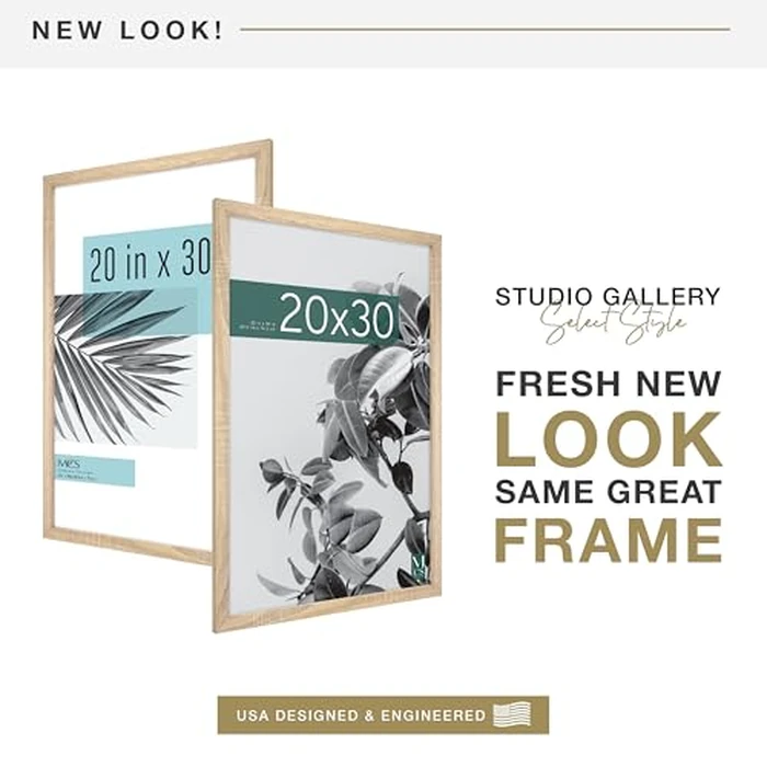 MCS Studio Gallery 20x30 Poster Frame Natural Woodgrain Engineered Wood, Vertical & Horizontal Wall Hanging Large Picture Frame for Photos, Posters & Art Prints (1-Pack) by MCS - Image 2