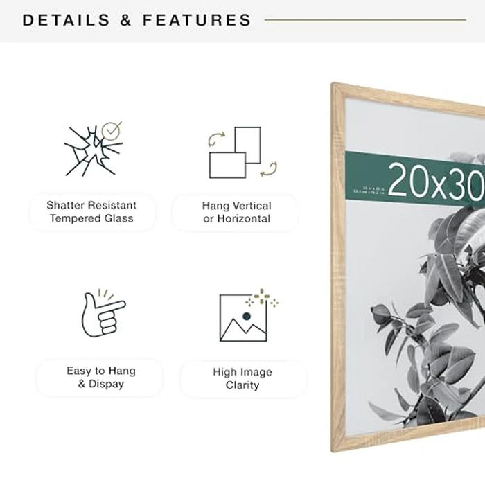 MCS Studio Gallery 20x30 Poster Frame Natural Woodgrain Engineered Wood, Vertical & Horizontal Wall Hanging Large Picture Frame for Photos, Posters & Art Prints (1-Pack) by MCS - Image 6