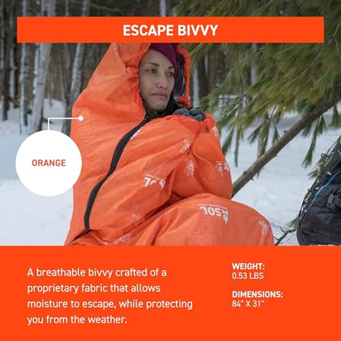 Survive Outdoors Longer Escape Bivvy with Hood - Orange, 1 Person, 3 Seasons, Large, Orange, Unisex Adults by survive outdoors longer - Image 3