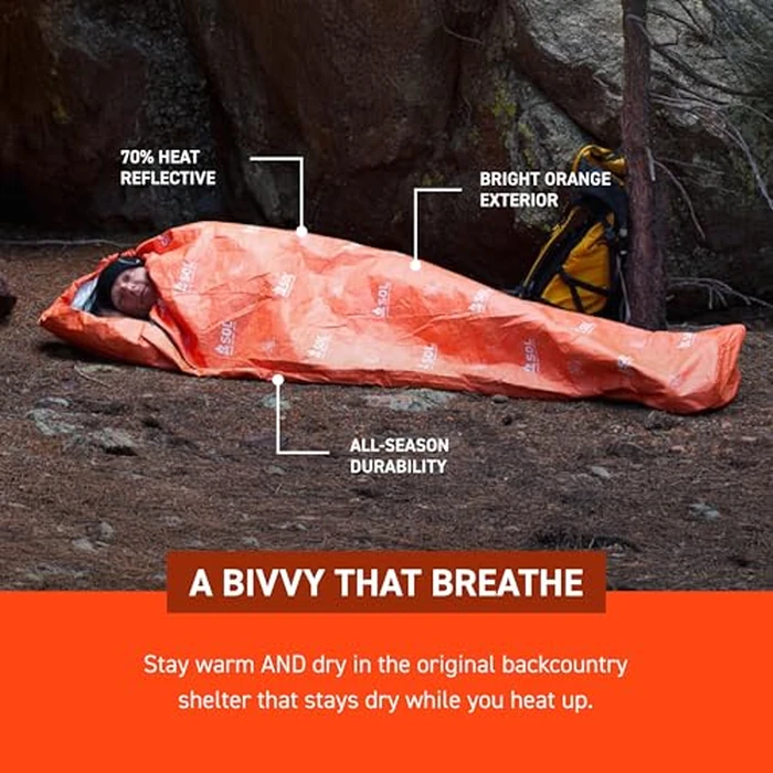 Survive Outdoors Longer Escape Bivvy with Hood - Orange, 1 Person, 3 Seasons, Large, Orange, Unisex Adults by survive outdoors longer - Image 4