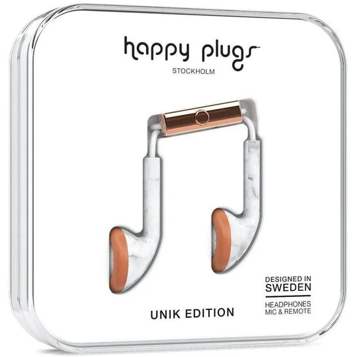 Happy Plugs UNIK Edition In-Ear Earphones - White Marble Rose by Happy Plugs - Refurbished - Excellent condition