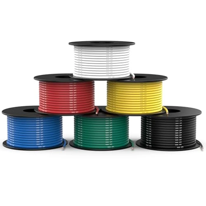 NAOEVO 18 Gauge Wire 180ft, 18 AWG Wire 6 Colors 30ft Each Spool, Flexible Silicone Tinned Copper Electrical Cable, Wiring kit for Breadboard/Automotive/DIY/Battery, 200℃ by NAOEVO - Used - Like New condition - US$30.91