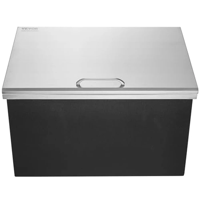 VEVOR Drop in Ice Chest, 28" L x 20" W x 17" H Stainless Steel Ice Cooler, Commercial Ice Bin with Hinged Cover, 114 qt Outdoor Kitchen Ice Bar, Drain-Pipe and Drain Plug Included, for Cold Wine Beer by VEVOR - Image 9