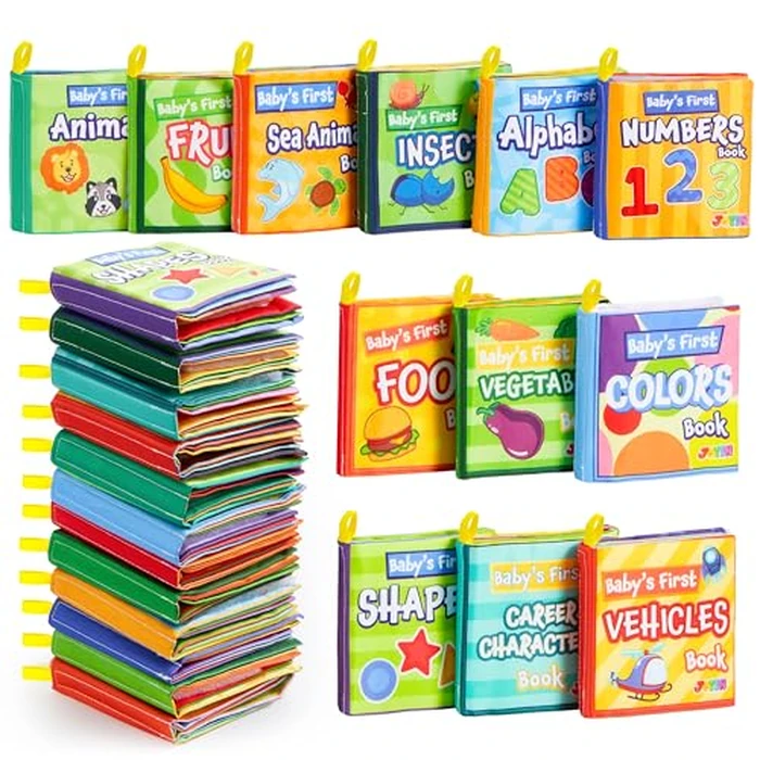 JOYIN 12 Pcs Bath Books, Nontoxic Fabric Soft Crinkly Cloth Books, Waterproof, Bathtub Pool and Early Education First Toys for Infant Newborn Baby Toddlers Kids Birthday Easter Gifts by JOYIN - Image 8