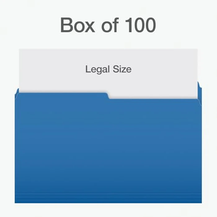 Pendaflex File Folders, 1/2 Cut Tab, Legal Size, Blue, Durable & Tear-Resistant File Organizers, 100/Box for Office, Home & School Filing Systems, Reversible & Eco-Friendly by Pendaflex - Image 2