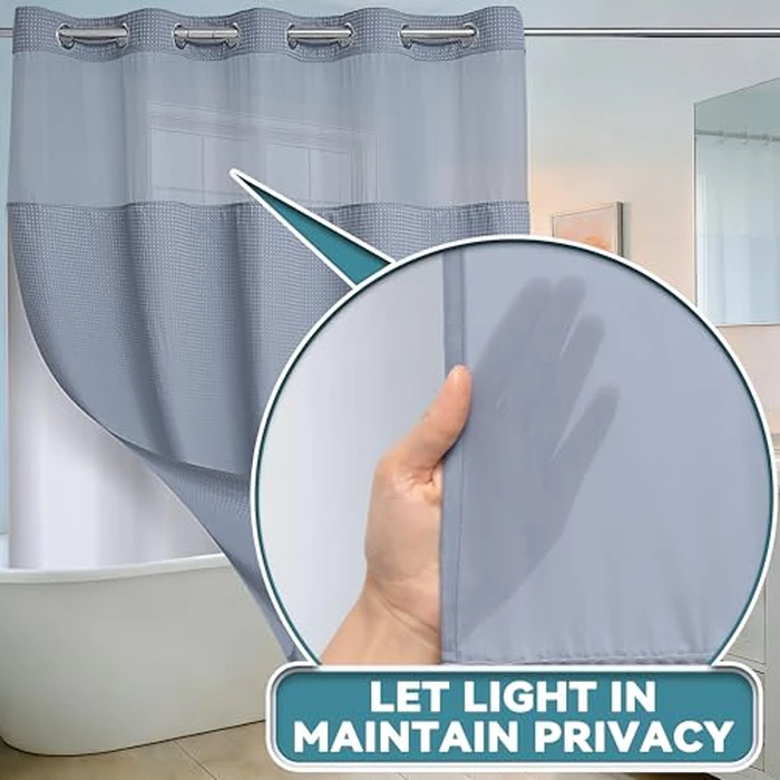 Conbo Mio Waffle Weave Hotel Style Shower Curtain with Snap in Liner for Bathroom Waterproof Machine Washable Shower Curtain (Waffle-Grey, 71" W x 74" H) by Conbo Mio - Image 2