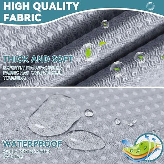 Conbo Mio Waffle Weave Hotel Style Shower Curtain with Snap in Liner for Bathroom Waterproof Machine Washable Shower Curtain (Waffle-Grey, 71" W x 74" H) by Conbo Mio - Image 5