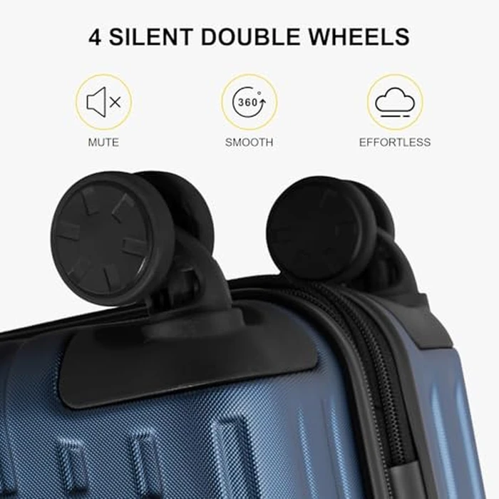 LEVEL8 Grace Carry on Luggage 22x14x9 Airline Approved, 20 Inch Hard Shell Suitcases with Spinner Wheels, Abs+Pc Hard Case Luggages with Tsa Lock for Airplane, Blue by LEVEL8 - Image 4