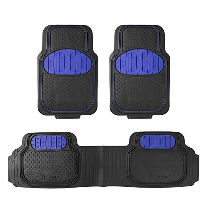 FH Group Heavy-Duty Rubber Car Floor Mats - Universal Fit, Trimmable, Climaproof - for Sedans, SUVs, Trucks - Blue by FH GROUP - Image 1
