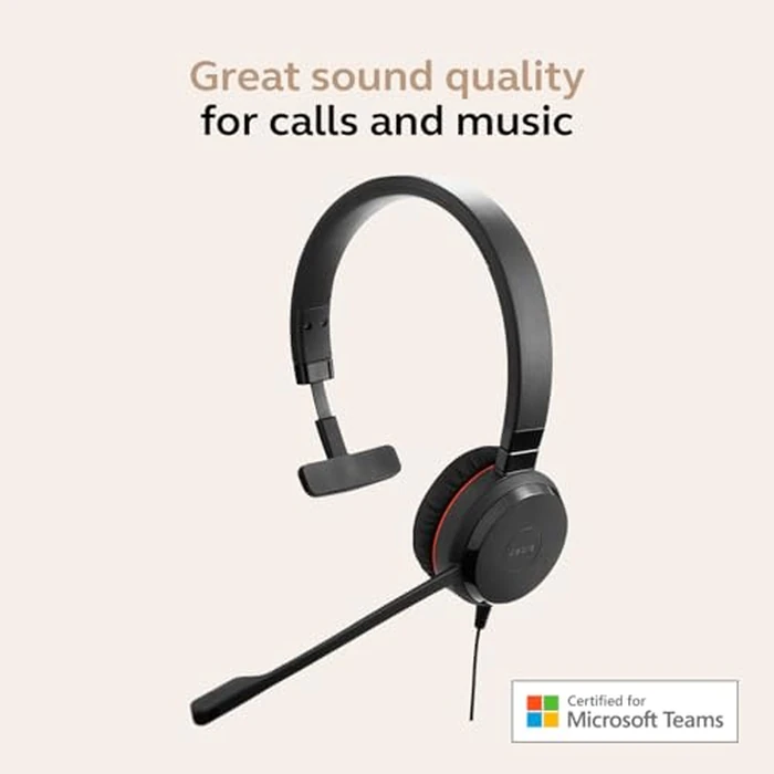 Jabra Evolve 20 SE Wired Single-Ear Headset with Microphone for Work, USB-A and USB-C Wired Headphones, Microsoft Teams Certified, Connects to Laptops, iPhone & Android Devices by Jabra - Image 3