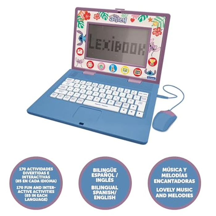 Lexibook, Disney Stitch, Bilingual and Educational Laptop Spanish/English, Toy for Children, 170 Activities to Learn, Play Games and Music, Large Screen, Blue, JC599Di2 by LEXiBOOK - Image 2