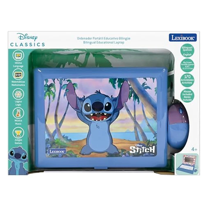 Lexibook, Disney Stitch, Bilingual and Educational Laptop Spanish/English, Toy for Children, 170 Activities to Learn, Play Games and Music, Large Screen, Blue, JC599Di2 by LEXiBOOK - Image 5