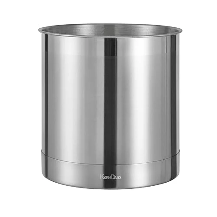 KSENDALO Stainless Steel Utensil Holder 7x7inch Large Utensil Holder for Countertop, Round Utensil Caddy for Spoons, Silverware, and Spatulas for Kitchen, Silver by KSENDALO - Used - Very Good condition - CA$20.78