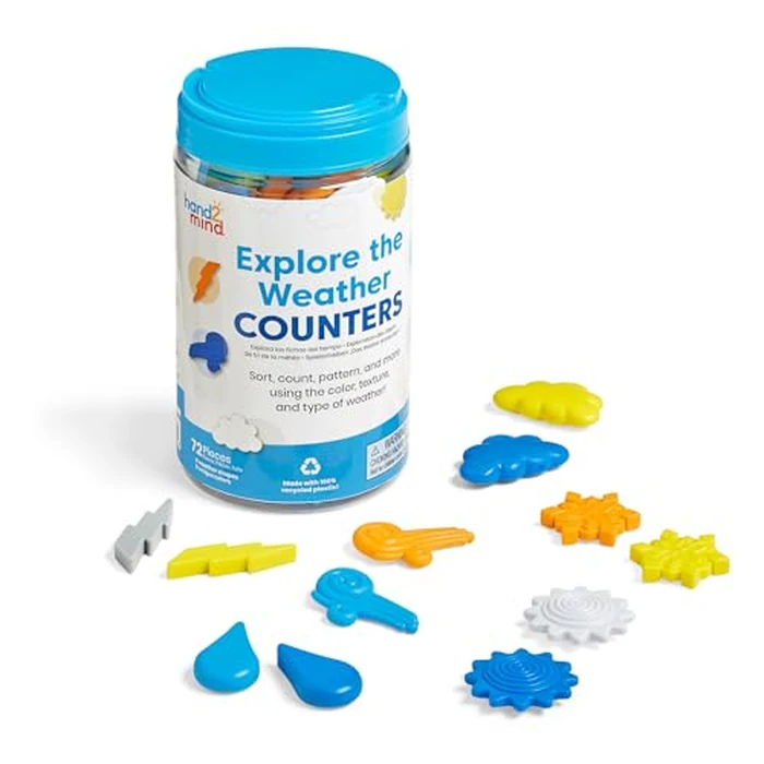 hand2mind Explore The Weather Counters, Meteorology for Kids, Weather Math Counters for Kids, Color Sorting Toys, Counting Manipulatives, Montessori Math Materials, Preschool Science Toys by hand2mind - Used - Very Good condition - US$15.33