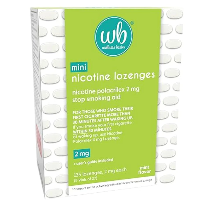Wellness Basics Mini Nicotine Lozenge 2mg | Stop Smoking Aid | Mint Flavor | 135 Count | Pack of 5 Vials | Reduces Cravings & Withdrawal Symptoms by Wellness Basics - Used - Like New condition - US$34.65