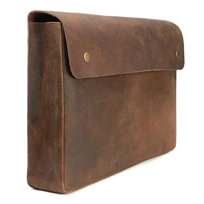 WANDERINGS Genuine Full Grain Leather Folder with Removable Strap - Handcrafted Folio Document Organizer - Leather Document Holder for Men and Women - Fits 15" 14" 13" Tablets and Laptops by WANDERINGS - Used - Like New condition - US$47.45