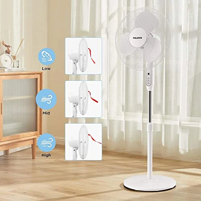 PELONIS Pedestal Fan,16'' Pedestal Remote Control Oscillating Stand Up Fan 7-Hour Timer, 3-Speed, and Adjustable Height, Height Electric Cooling Fans for Home Office Bedroom Use by PELONIS - Image 5