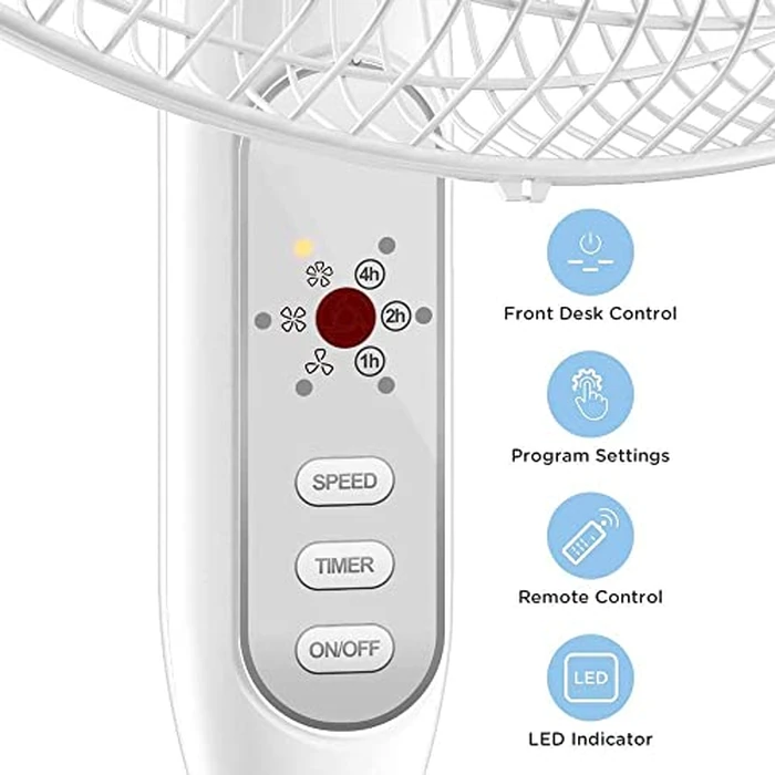 PELONIS Pedestal Fan,16'' Pedestal Remote Control Oscillating Stand Up Fan 7-Hour Timer, 3-Speed, and Adjustable Height, Height Electric Cooling Fans for Home Office Bedroom Use by PELONIS - Image 7