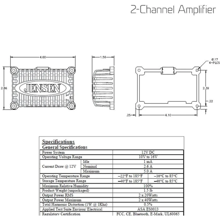 51426815 Heavy Duty 2-Channel Amplifier, 80W Maximum Power, Similar to JAHD240 but with Special Harness Connector; Waterproof, and UV Resistant (Renewed) by ASA Electronics - Image 4