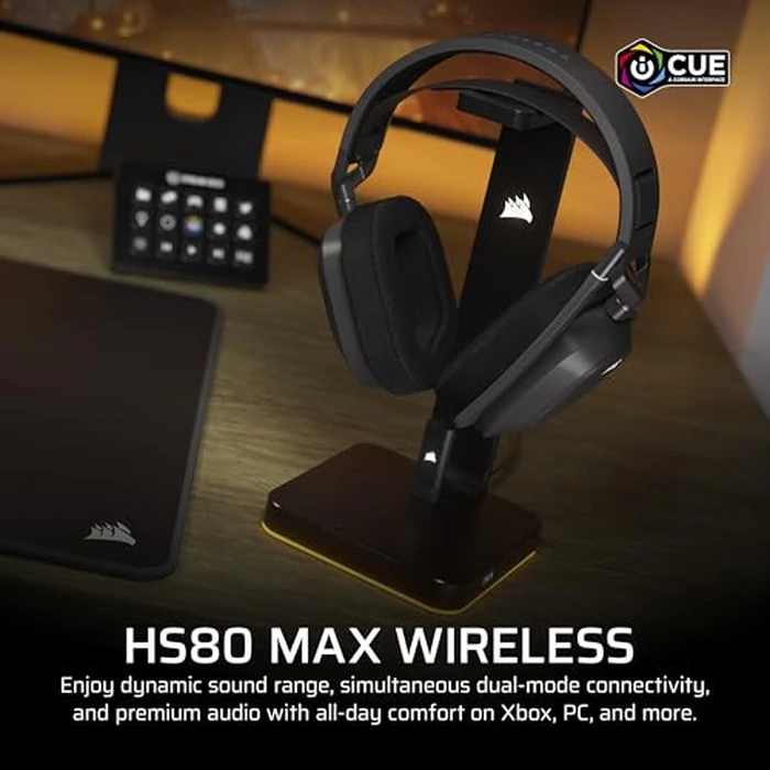 CORSAIR HS80 MAX Wireless Xbox Gaming Headset with Bluetooth - Dolby Atmos - Broadcast Quality Microphone - iCUE Compatible - Xbox, PC, Mac, Mobile - Steel Gray by Corsair - Image 2