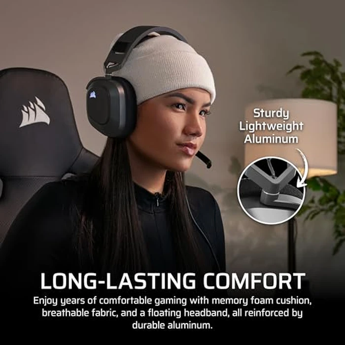 CORSAIR HS80 MAX Wireless Xbox Gaming Headset with Bluetooth - Dolby Atmos - Broadcast Quality Microphone - iCUE Compatible - Xbox, PC, Mac, Mobile - Steel Gray by Corsair - Image 4