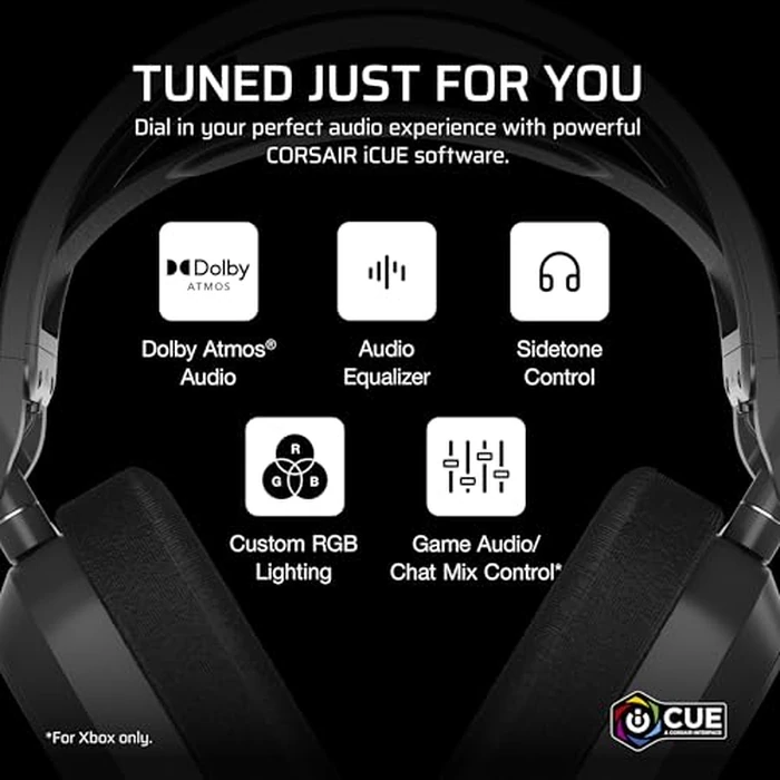 CORSAIR HS80 MAX Wireless Xbox Gaming Headset with Bluetooth - Dolby Atmos - Broadcast Quality Microphone - iCUE Compatible - Xbox, PC, Mac, Mobile - Steel Gray by Corsair - Image 7