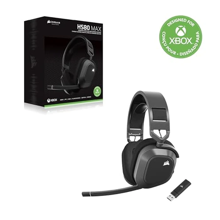 CORSAIR HS80 MAX Wireless Xbox Gaming Headset with Bluetooth - Dolby Atmos - Broadcast Quality Microphone - iCUE Compatible - Xbox, PC, Mac, Mobile - Steel Gray by Corsair - Image 8