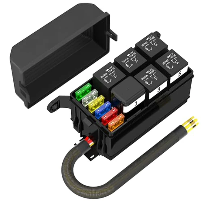 Joinfworld Relay Box 12V Automotive Fuse Relay Box Pre-wired Universal Waterproof Fuse and Relay Box with 6 Relays and 6 ATC/ATO Blade Fuses for Car Truck Jeep Boat by Joinfworld - Used - Like New condition - CA$28.56