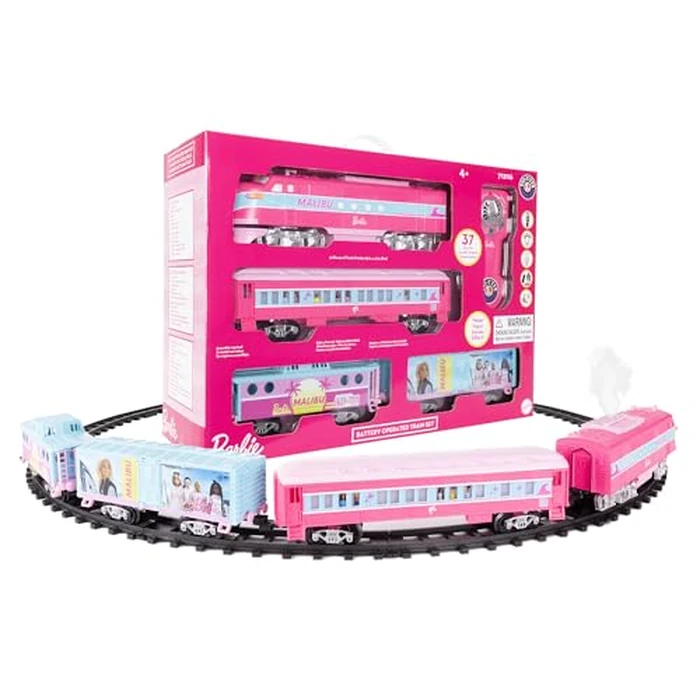 Lionel Mattel Barbie Battery O Gauge Toy Train Set with Remote, Locomotive, Train Cars, & Track with Authentic Train Sounds, Lights, & Water Vapor Smoke Effects for Kids 4+ by Lionel - Used - Like New condition