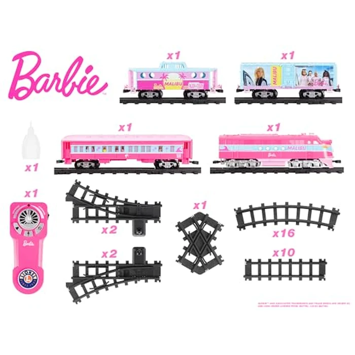 Lionel Mattel Barbie Battery O Gauge Toy Train Set with Remote, Locomotive, Train Cars, & Track with Authentic Train Sounds, Lights, & Water Vapor Smoke Effects for Kids 4+ by Lionel - Image 3