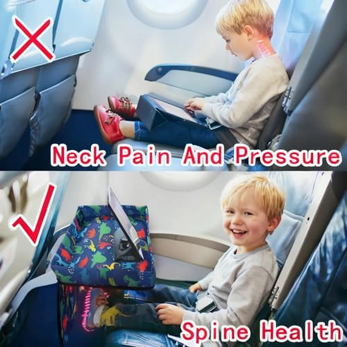Adjustable Kids Tray Table Cover with Multi Portable Pockets, Airplane Travel Essentials for Kids, Toddlers, Adults, Airplane Must Haves, Plane Travel Essential, Travel Tray for Plane Train, Dinosaur by EpoBob - Image 5