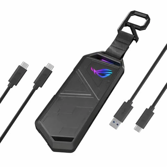 ASUS ROG STRIX Arion Aluminum Alloy M.2 NVMe SSD External Portable Enclosure Case Adapter, USB 3.2 Gen 2 Type-C (10 Gbps), USB-C to C and USB-C to A Cables, Fits PCIe 2280/2260/2242/2230 M Key/B+M Key by Asus - Image 1