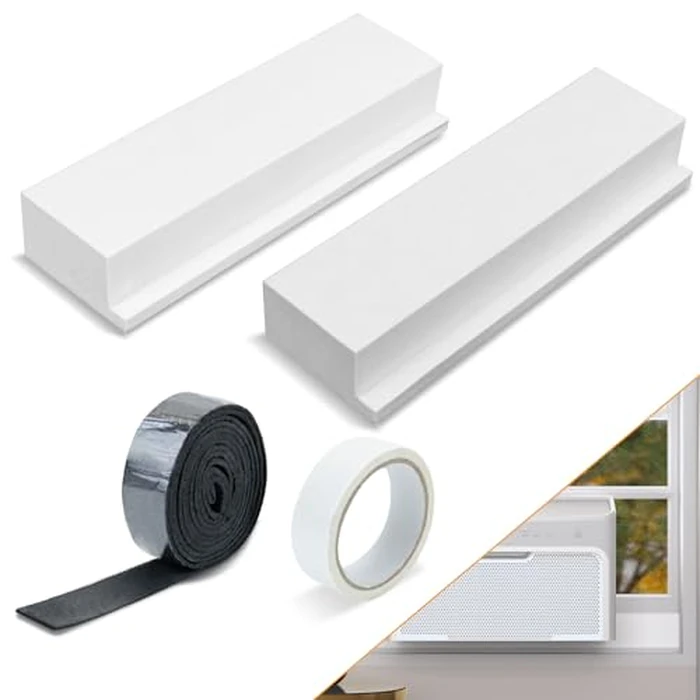 LBG Products Foam Block for U-Shape Window AC Units, 2 Pack with Weather Seal Strip, Prevents Cold Air Leakage, Compatible with Midea, Winter/Summer by LBG Products - Used - Like New condition