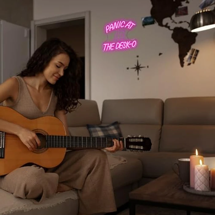 Mutank Panic At The Desk-O Neon Sign, Funky Y2k Disco Ball Neon Light Funny Office Wall Decor, USB Powered LED Dimmable, for Office Workplace Studio Meeting Room(12.9 * 10.6 In) by mutank - Image 3