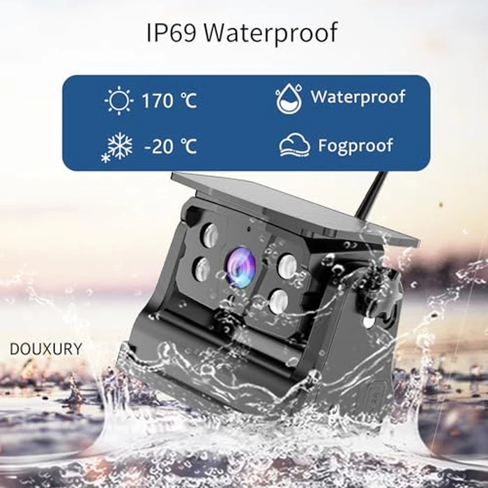 Wireless Backup Camera Solar Magnetic for RV Car Trailer Truck Camper 5th Wheels Hitch Towing No Wiring No Drilling Rechargeable Night Vision Portable Backup Camera with 5" 1080P HD 2-Split Monitor by DOUXURY - Image 9