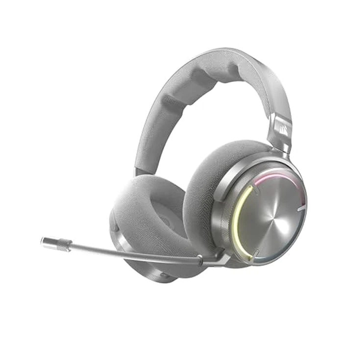 CORSAIR Virtuoso MAX Wireless Gaming Headset - Dolby Atmos, Active Noise Cancelling, Sonarworks SoundID, Simultaneous 2.4GHz Wireless & Bluetooth, 50mm Graphene Drivers, PC, Mac, PS5/PS4 - Silver by Corsair - Used - Acceptable condition - CA$165.90