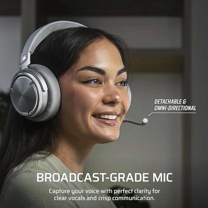 CORSAIR Virtuoso MAX Wireless Gaming Headset - Dolby Atmos, Active Noise Cancelling, Sonarworks SoundID, Simultaneous 2.4GHz Wireless & Bluetooth, 50mm Graphene Drivers, PC, Mac, PS5/PS4 - Silver by Corsair - Image 7