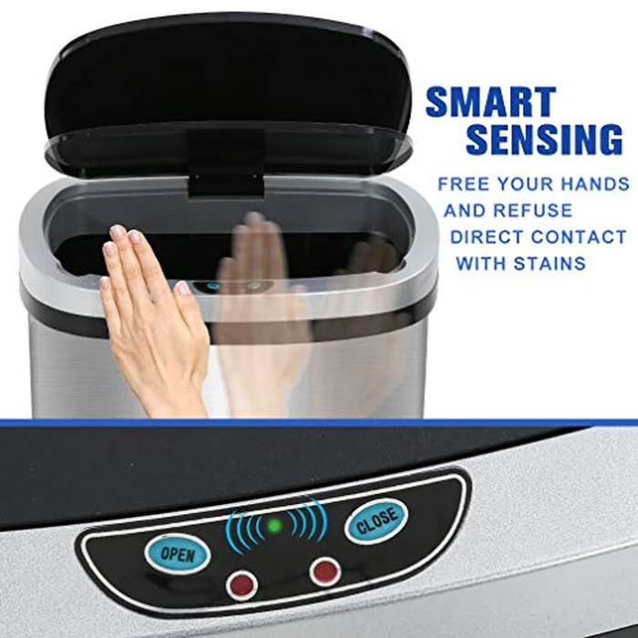 FDW Garbage Can 13 Gallon 50 Liter Kitchen Trash Can for Bathroom Bedroom Home Office Automatic Touch Free High-Capacity with Lid Brushed Stainless Steel Waste Bin by FDW - Image 4