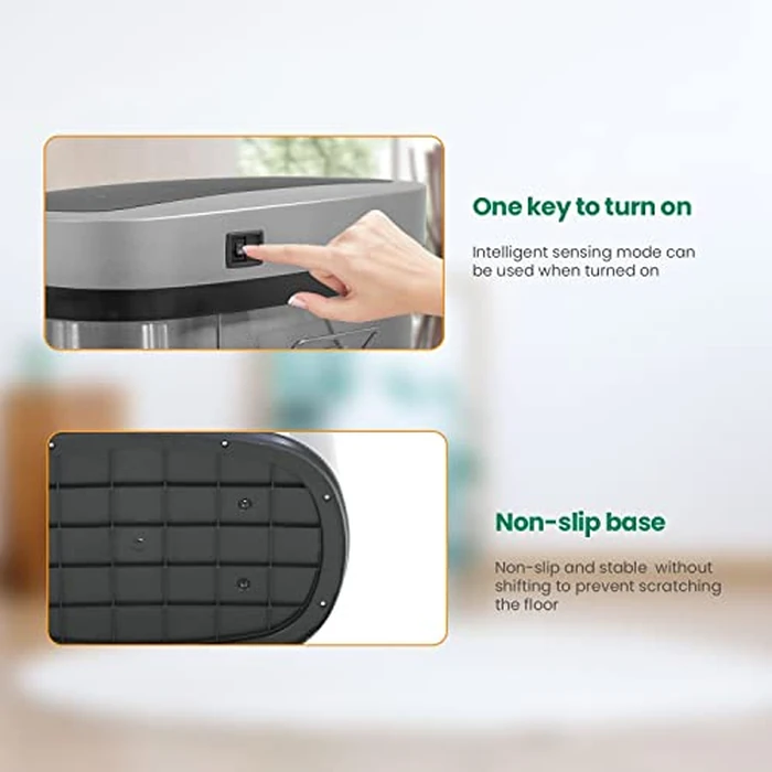 FDW Garbage Can 13 Gallon 50 Liter Kitchen Trash Can for Bathroom Bedroom Home Office Automatic Touch Free High-Capacity with Lid Brushed Stainless Steel Waste Bin by FDW - Image 6