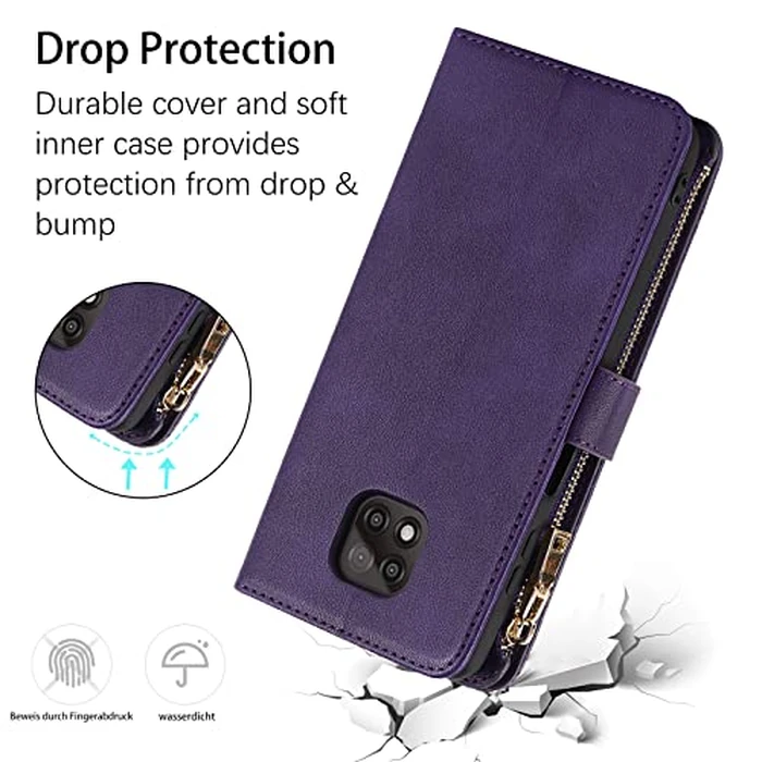 Ｈａｖａｙａ etui for Moto G Power 2021 Case Crossbody,Motorola g Power 2021 Phone case Wallet with Card Holder for Women,flip Zipper case,Moto Motorola g Power étui portefeuille Pour Femmes-Purple by Ｈａｖａｙａ - Image 6