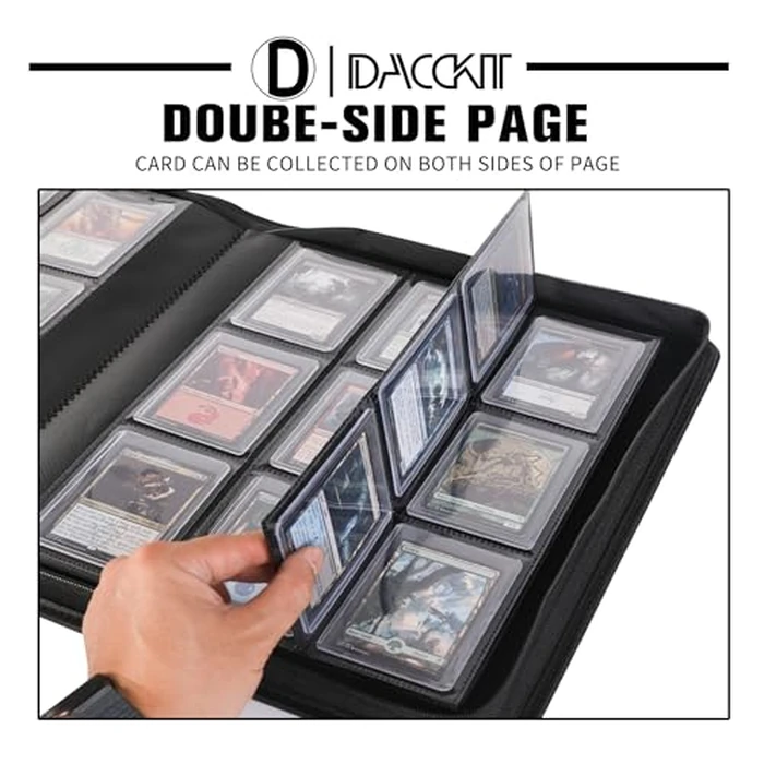 D DACCKIT Top Loader Binder, Holds 288 Cards - 9 Pocket Top Loader Binder for 3" x 4" Rigid Card Holders for Trading Cards or Sports Cards - Model C，Brilliant Green by D DACCKIT - Image 4