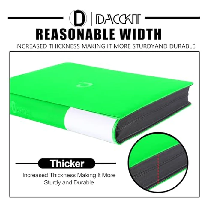 D DACCKIT Top Loader Binder, Holds 288 Cards - 9 Pocket Top Loader Binder for 3" x 4" Rigid Card Holders for Trading Cards or Sports Cards - Model C，Brilliant Green by D DACCKIT - Image 8
