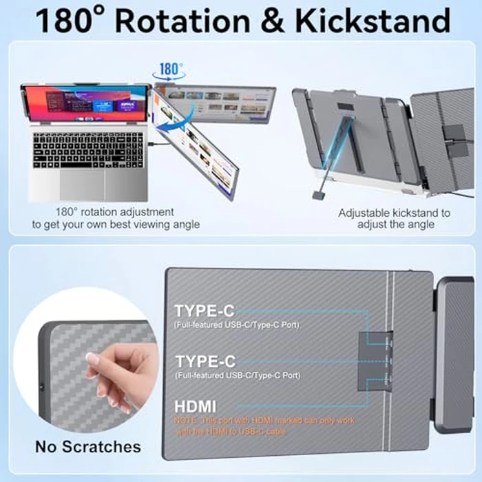 KEFEYA Laptop Screen Extender 2K, 2160x1440 QHD Laptop Monitor Extender Dual Screen, 14” Portable Monitor for Laptops 13-17" with USB-C/HDMI Port, Plug n Play for Windows/Mac/Android/Switch/PS5 by KEFEYA - Image 5