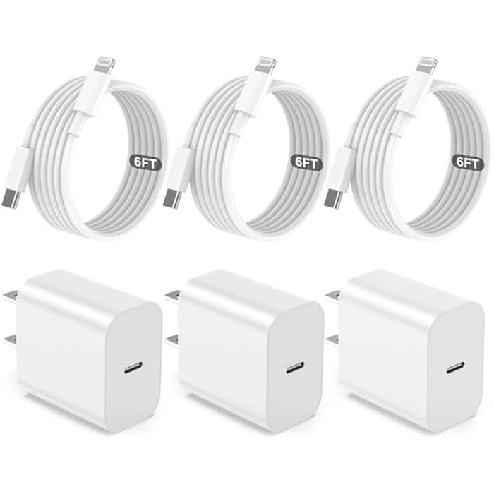 iPhone Charger Fast Charging【Apple MFi Certified】 3Pack USB-C Wall Charger Block with 6FT USB C to Lightning Cables for iPhone 14/14 Pro/14Pro Max/13/13 Pro/12/12 Pro/12 Pro Max/11/Xs Max/XR/X Type C by Niubil - Used - Good condition - CA$14.07