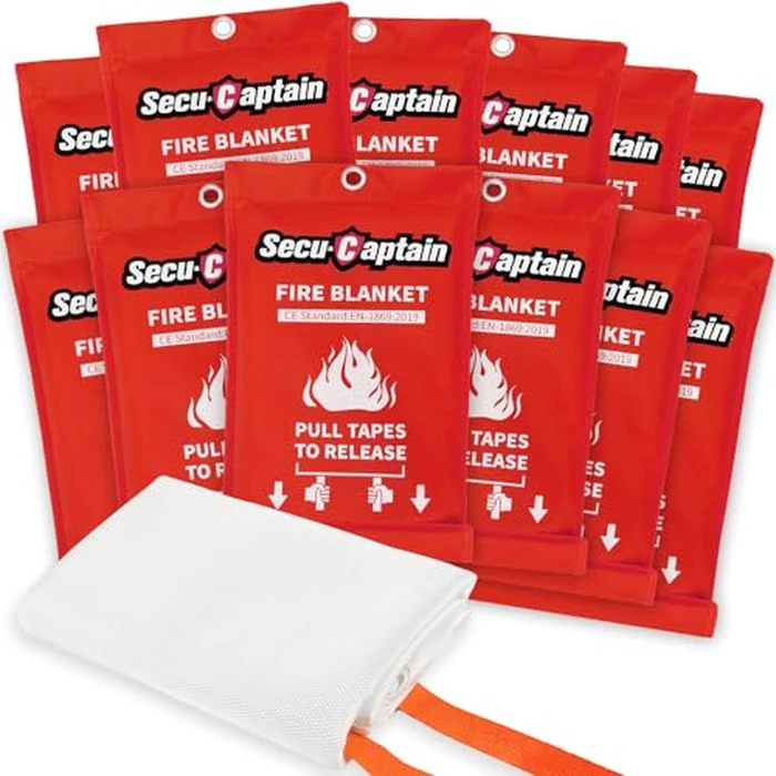 SecuCaptain Emergency Fire Blanket for Home and Kitchen - 12 Pack 40"x40" Flame Suppression Fiberglass Fire Blankets for House Camping Car Warehouse Office Emergency Survival Safety by SecuCaptain - Used - Very Good condition - US$37.33