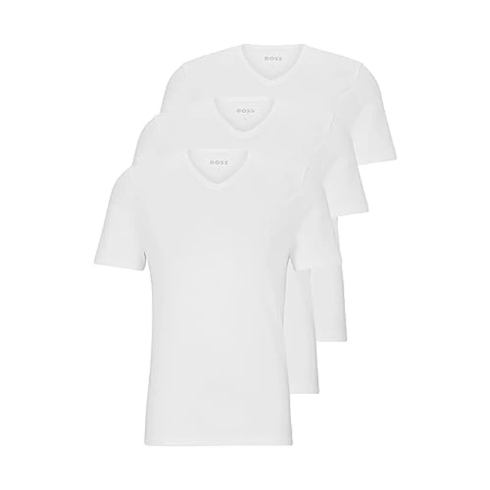 BOSS Mens 3-Pack V-Neck Regular Fit Short Sleeve T-Shirts Undershirt, White, Small US by BOSS - Used - Like New condition - US$19.88