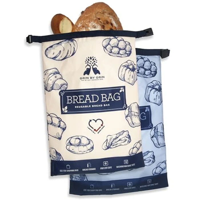 GRIN BY GRIN- Bread Bags 2 Pack Reusable Zipper Bags for Homemade Bread Sourdough Extra Large Freezer Storage by GRIN BY GRIN - Used - Very Good condition