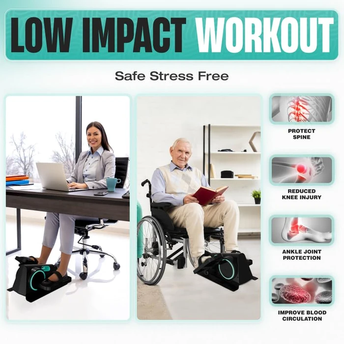 MODVEL Seated Under Desk Elliptical Machine for Home Workout, Mini Elliptical, Desk Bike Pedal Exerciser, Whisper Quiet, Under Desk Pedal Exerciser w/Adjustable Resistance & LCD Display by Modvel - Image 5