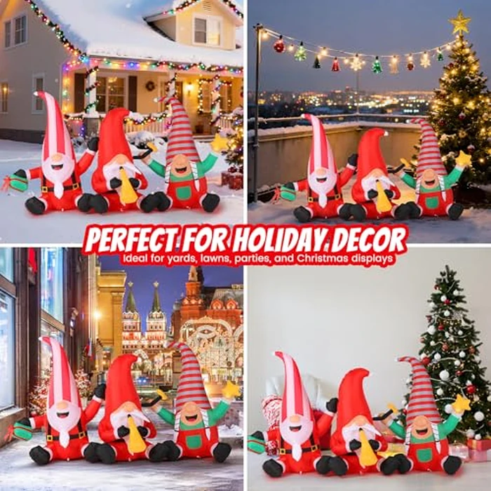 Christmas Decorations Inflatables Outdoor, 7.55FT Long Gnome Xmas Blow Up Built-in LED Lights with Trumpets, Stars and Gift Box Holiday Decor for Garden Lawn Yard Patio Bistro Indoor by joyful xinghai - Image 7